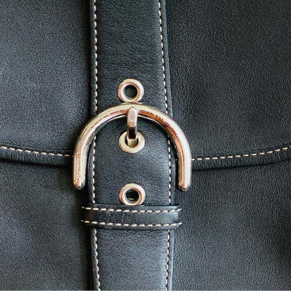 ❌ SOLD ❌ COACH Black Leather Soho Flap Top Crossbody Bag - Picture 10 of 12